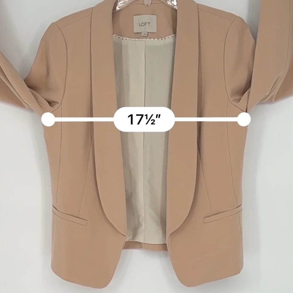 Ann Taylor Loft 6 Beige Open Front‎ Blazer Business Career Jacket Academia 92-50
